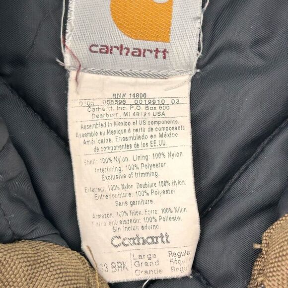 Carhartt tan duck jacket with quilted lining size large - Picture 7 of 8